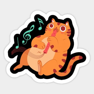 funny cat music t-shirt Cool Hippie Hipster Cat Playing The Clarinet For Music Students T-Shirt Sticker